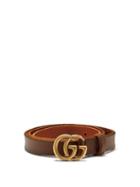 Matchesfashion.com Gucci - Gg Logo 2cm Leather Belt - Womens - Tan