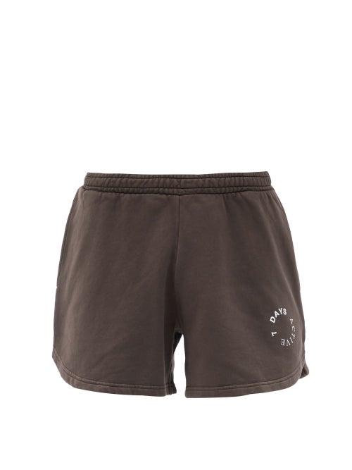 Matchesfashion.com 7 Days Active - Logo-print Cotton-jersey Shorts - Mens - Brown