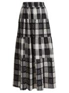 Matchesfashion.com Ace & Jig - Mojave Panelled Checked Cotton Skirt - Womens - Black White