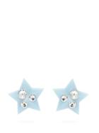 Matchesfashion.com Miu Miu - Crystal Embellished Plexiglass Clip On Earrings - Womens - Blue