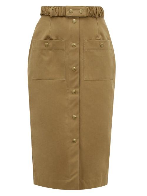 Matchesfashion.com Symonds Pearmain - Belted Cotton-twill Pencil Skirt - Womens - Brown