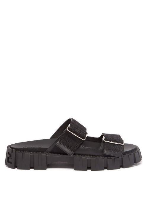 Mens Shoes Fendi - Ff-monogram Tread-sole Sandals - Mens - Black