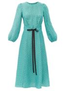 Matchesfashion.com Cefinn - Selma Geometric-print Twill Midi Dress - Womens - Green Multi