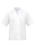 Marni - Logo-print Contrast-stitch Cotton-poplin Shirt - Mens - White