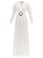 Matchesfashion.com Adriana Degreas - Belted Silk Blend Fil Coup Maxi Dress - Womens - White