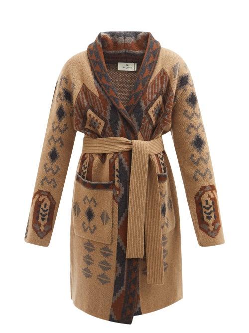 Etro - Pasadena Jacquard Wool Cardigan - Womens - Beige Multi