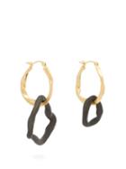 Matchesfashion.com Completedworks - Ceramic Gold Vermeil Silver Hoop Earrings - Womens - Black