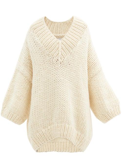 Matchesfashion.com Mr Mittens - V-neck Dropped-shoulder Cashmere Sweater - Womens - Ivory