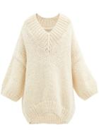 Matchesfashion.com Mr Mittens - V-neck Dropped-shoulder Cashmere Sweater - Womens - Ivory