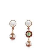 Matchesfashion.com Erdem - Crystal Embellished Mismatched Earrings - Womens - Pink