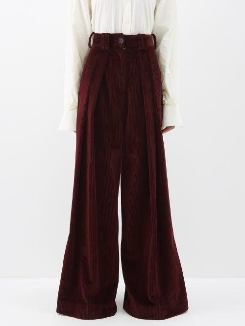 S.s. Daley - Amer Corduroy Wide-leg Trousers - Womens - Burgundy/grey