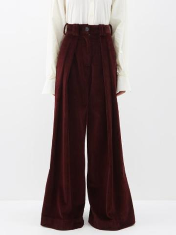 S.s. Daley - Amer Corduroy Wide-leg Trousers - Womens - Burgundy/grey