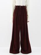 S.s. Daley - Amer Corduroy Wide-leg Trousers - Womens - Burgundy/grey