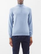 Brunello Cucinelli - Zipped High-neck Cashmere Sweater - Mens - Light Blue
