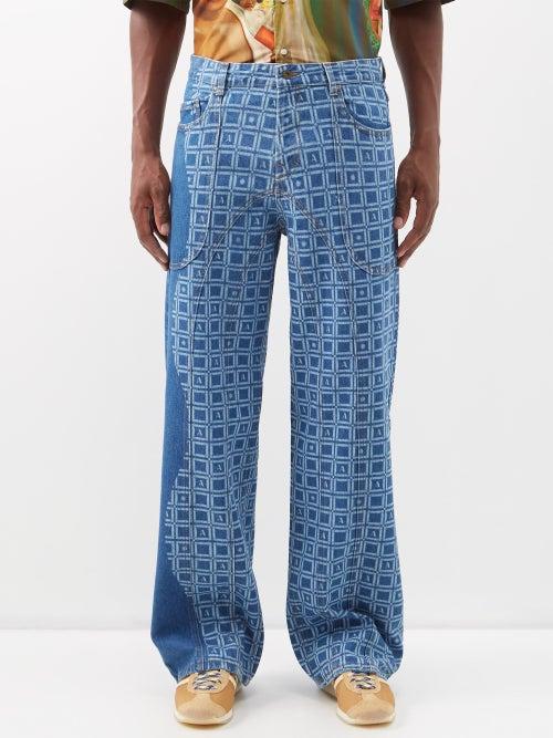 Ahluwalia - Priya Organic-cotton Wide-leg Jeans - Mens - Light Indigo