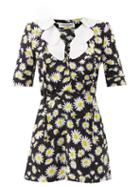 Matchesfashion.com Saint Laurent - Petal-collar Daisy-print Mini Dress - Womens - Black Multi