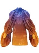 Matchesfashion.com Halpern - Draped Balloon Sleeve Ombr Organza Mini Dress - Womens - Blue Multi