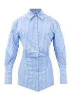 The Attico - Silvye Striped Mini Shirt Dress - Womens - Blue White