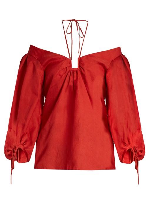 Rosie Assoulin Off-the-shoulder Silk-gazar Top