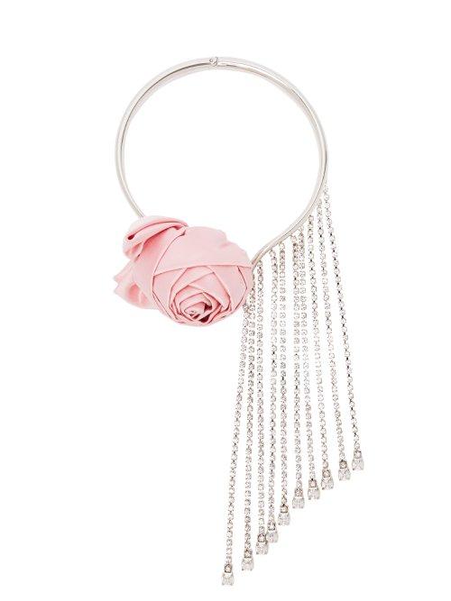 Matchesfashion.com Miu Miu - Satin Rose And Crystal Choker - Womens - Pink