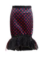 Matchesfashion.com Mary Katrantzou - Hazel Polka Dot Print Satin Skirt - Womens - Red Navy
