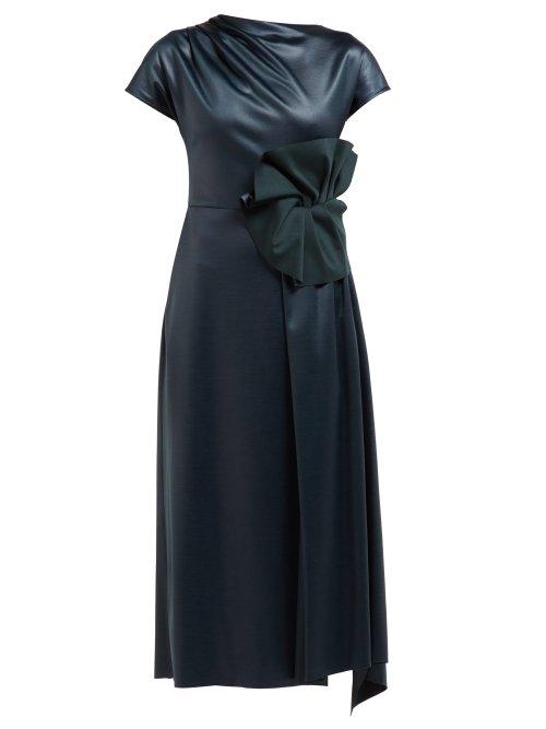 Matchesfashion.com Osman - Olesia Faux Leather Midi Dress - Womens - Dark Green