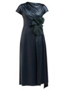 Matchesfashion.com Osman - Olesia Faux Leather Midi Dress - Womens - Dark Green
