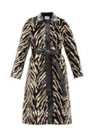 Matchesfashion.com Stand Studio - Aurora Belted Zebra-print Faux-fur Coat - Womens - Black White