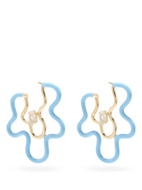 Matchesfashion.com Bea Bongiasca - Flower Power 9kt Gold, Topaz & Enamel Earrings - Womens - Blue Multi