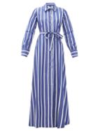 Matchesfashion.com Evi Grintela - Forget Me Not Striped Cotton Shirt Dress - Womens - Blue Stripe