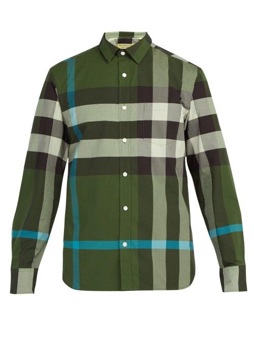 Matchesfashion.com Burberry - Windsor Oversized Check Cotton Blend Shirt - Mens - Green Multi