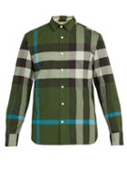Matchesfashion.com Burberry - Windsor Oversized Check Cotton Blend Shirt - Mens - Green Multi
