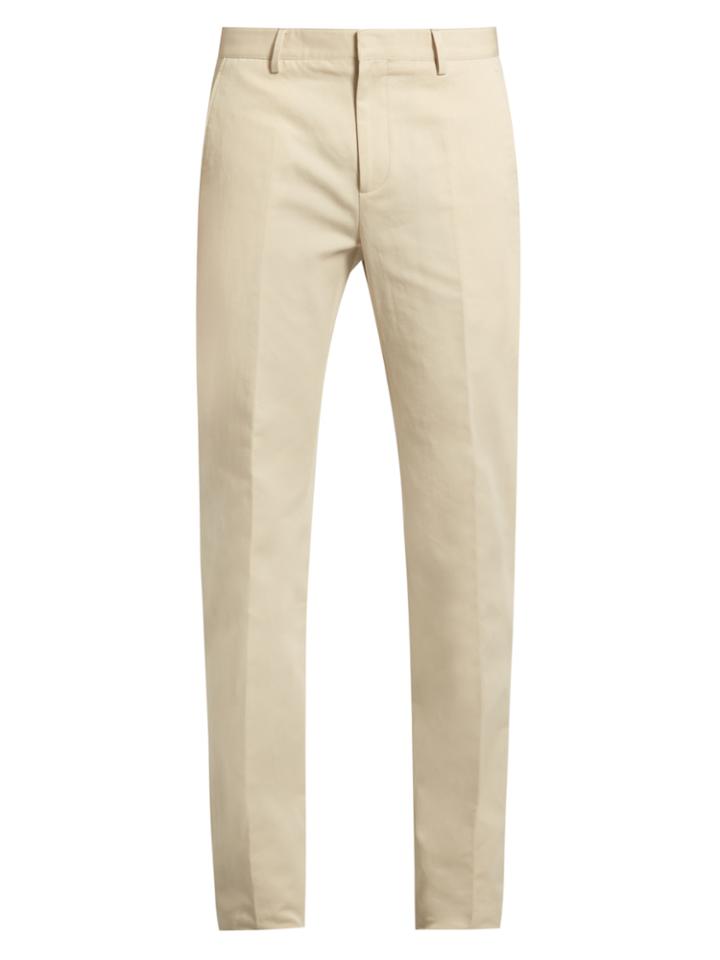Calvin Klein Collection Exact Slim-fit Cotton And Linen-blend Trousers
