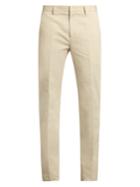 Calvin Klein Collection Exact Slim-fit Cotton And Linen-blend Trousers