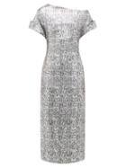Matchesfashion.com Christopher Kane - Asymmetric Snake-print Sequinned Dress - Womens - Silver