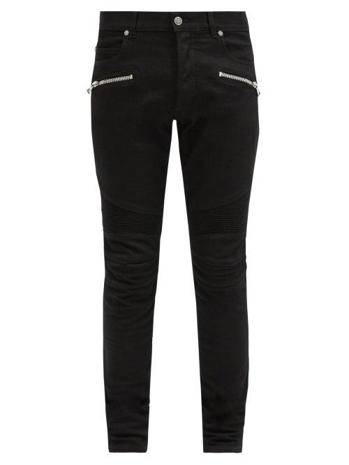 Matchesfashion.com Balmain - Ribbed-panel Slim-leg Jeans - Mens - Black