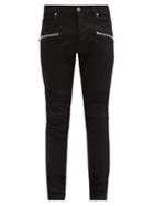 Matchesfashion.com Balmain - Ribbed-panel Slim-leg Jeans - Mens - Black
