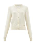 Matchesfashion.com Barrie - Logo Plaque Cashmere Cardigan - Womens - Ivory