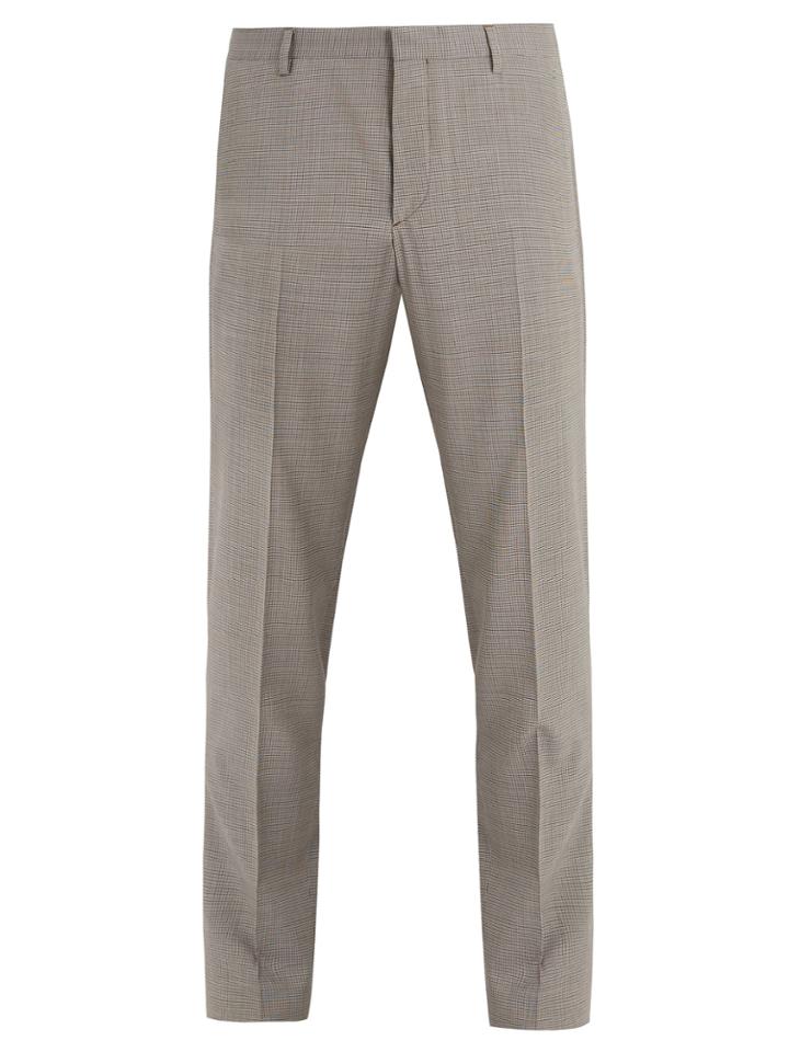 Prada Micro-check Wool Trousers