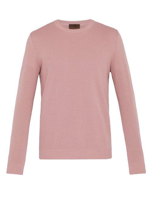 Matchesfashion.com Altea - Ribbed Crew Neck Cotton Sweater - Mens - Pink