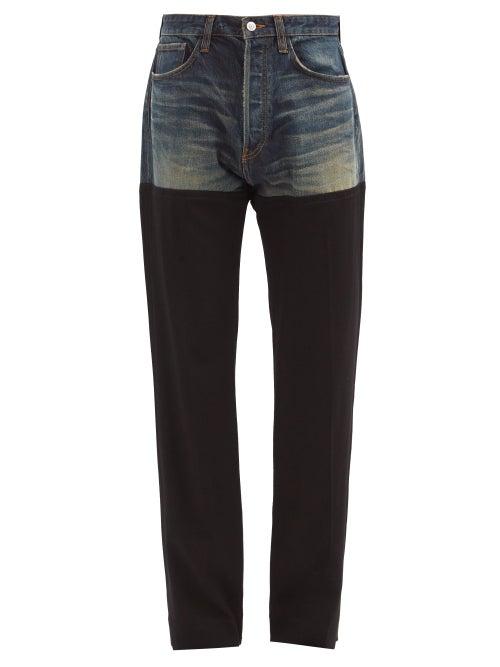 Matchesfashion.com Balenciaga - Panelled Straight-leg Jeans - Mens - Black Blue