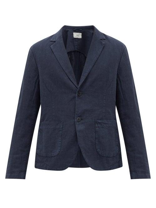 Matchesfashion.com Folk - Single-breasted Linen-blend Jacket - Mens - Navy