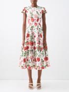 Emilia Wickstead - Lecia Floral-print Taffeta Midi Dress - Womens - Pink White