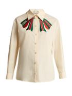 Matchesfashion.com Gucci - Trompe L'oeil Bow Cotton Poplin Shirt - Womens - White