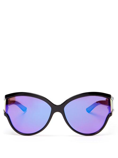 Matchesfashion.com Balenciaga - Ski Reflective Cat Eye Sunglasses - Womens - Purple