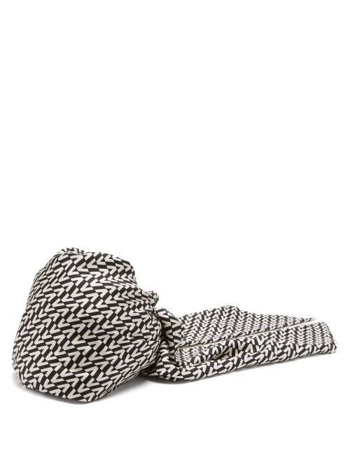 Matchesfashion.com Valentino Garavani - Logo-printed Silk Turban Headband - Womens - Black White
