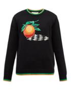 Casablanca - Fruit-intarsia Trimmed Cotton Sweater - Mens - Black