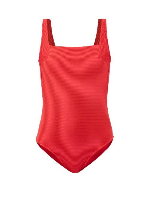 Matchesfashion.com Heidi Klein - Bora Bora Laced-back Ribbed Swimsuit - Womens - Red