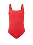 Matchesfashion.com Heidi Klein - Bora Bora Laced-back Ribbed Swimsuit - Womens - Red
