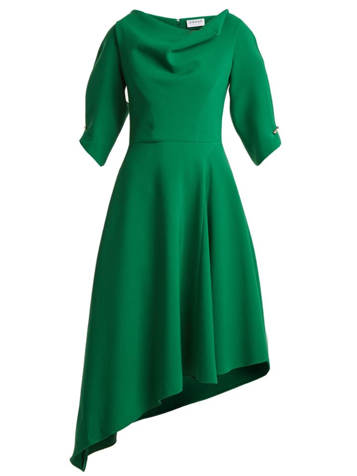 Osman Asymmetric-hem Crepe Dress